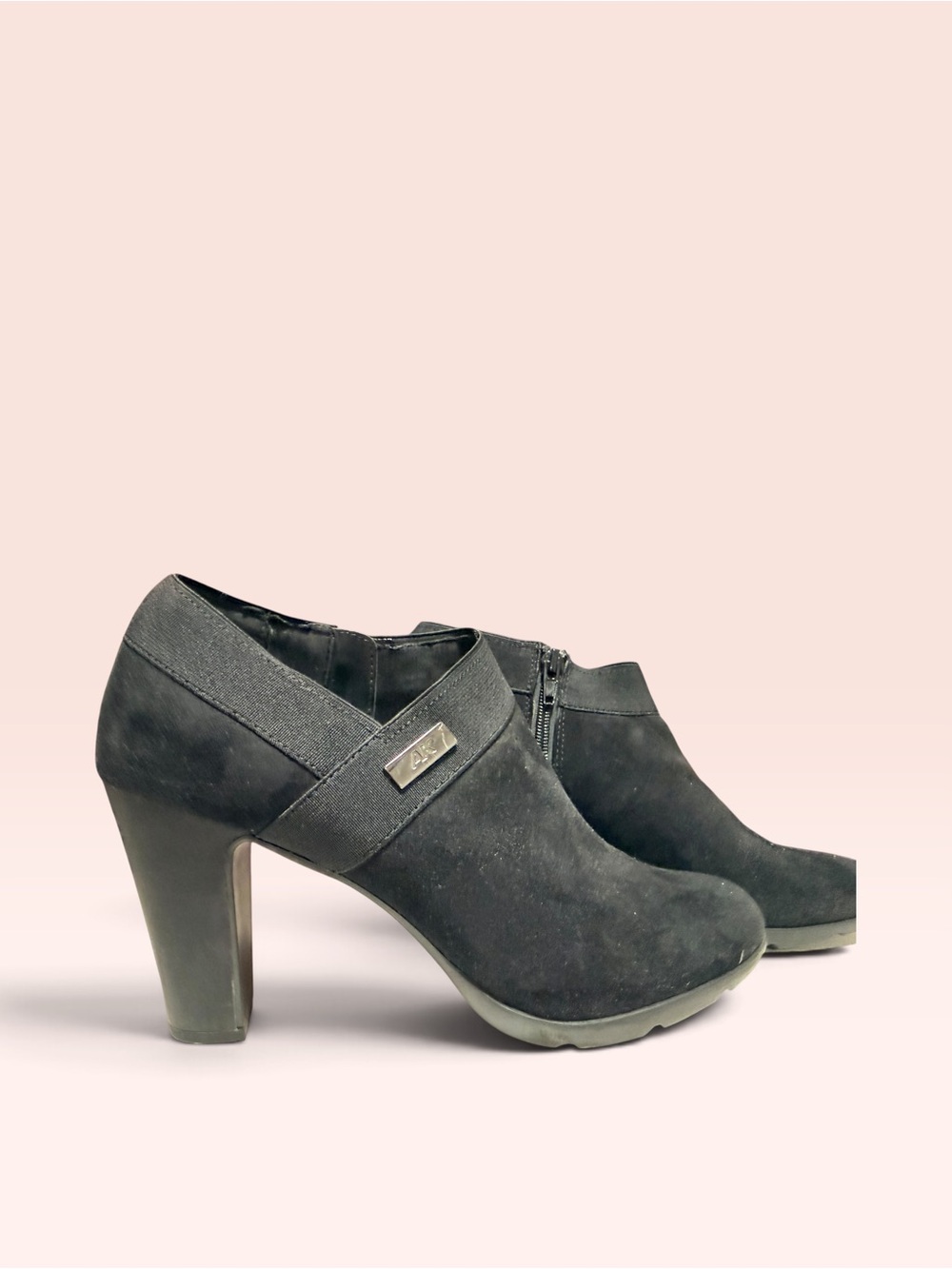 Womens Suede Ankle Booties in Black